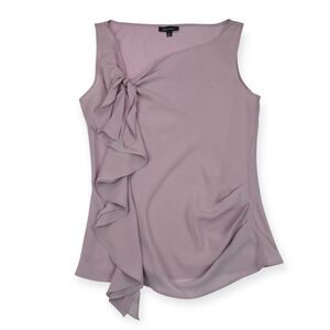 Silk Chiffon Wrap Blouse Ruffle Front Romantic Minimalist Lilac Size 4